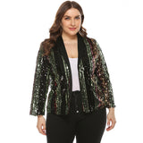 Women Plus Size Jackets Colorful Striped Sequin Coat Suit