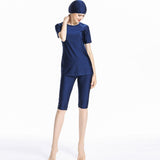 Burkini Swimwear Muslim Fashion Outfits Sun Protection Cropped Pants Short Sleeve Swimsuit