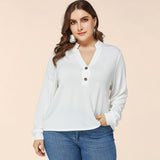 Women Plus Size Tops Spring Leisure Long Sleeve V-neck Loose Shirt