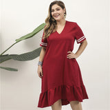 Women Plus Size Maxi Dresses Summer V-neck Casual Dress