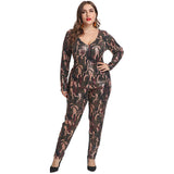 Women Plus Size Jumpsuits Round Neck Tight PARTY Sequin Jumpsuit