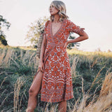 Beth Dutton Bohemian Dress Summer Spring Midi Dresses Beach Dress