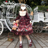 Gothic Lolita Harajuku Style Clothing Lolita Dress Christmas Bear Long Sleeve Op Dress