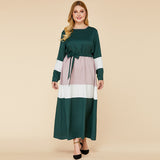 Women Plus Size Maxi Dresses Color-Matching Dress