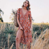 Beth Dutton Bohemian Dress Summer Spring Midi Dresses Beach Dress