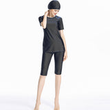 Burkini Swimwear Muslim Fashion Outfits Sun Protection Cropped Pants Short Sleeve Swimsuit