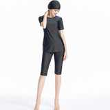 Burkini Swimwear Muslim Fashion Outfits Sun Protection Cropped Pants Short Sleeve Swimsuit