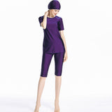 Burkini Swimwear Muslim Fashion Outfits Sun Protection Cropped Pants Short Sleeve Swimsuit