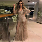 Sequin Evening Dress Spring Dress Sexy V-neck Backless Sequined Formal Dress