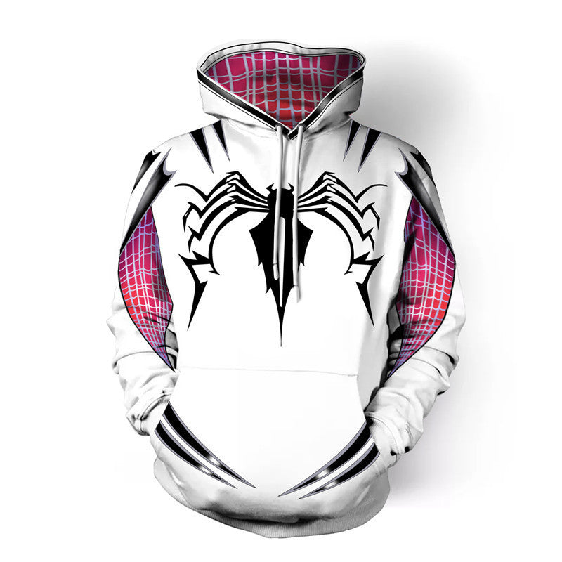 Men Spider Hoodie Spider-Man White Purple Color Sweatshirt