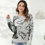 Dinosaur Sweaters Dinosaur Jacquard Pullover Loose Casual Sweater