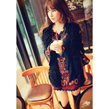 Women Dresses Autumn Embroidered Dress Cotton Linen Long Sleeve Dress Short Skirt