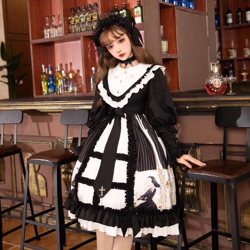 Gothic Lolita Harajuku Style Clothing Sakura Aciclovir Gel Lolita Dark Gold Hymn Op Lolita Dresses