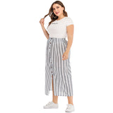 Women Plus Size Skirts Spring and Summer Casual Striped Skirt