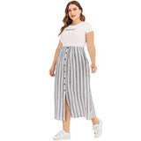 Women Plus Size Skirts Spring and Summer Casual Striped Skirt