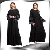 Muslim Women Stylish Kashibo Abaya Muslim Ladies Long Gown Islamic Clothing Jilbab Jalabiya Fashion Long Sleeve Embroidered Slim Dress