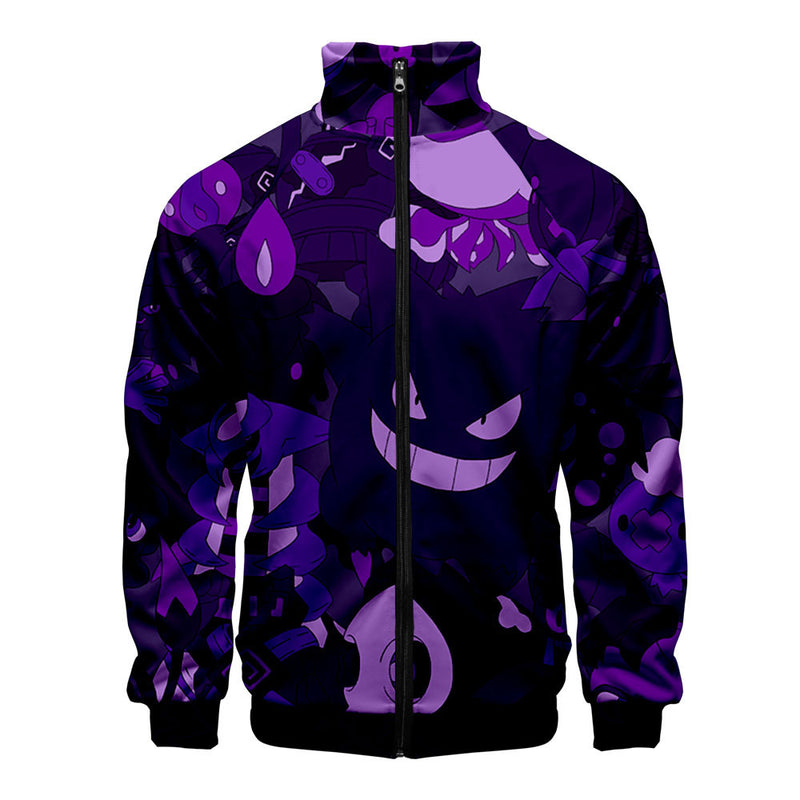 Men and Women Pokemon Pikachu Coat 3D Color Printing Men's and Women's Stand Collar Jacket Zipper Cardigan