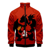 Men and Women Pokemon Pikachu Coat 3D Color Printing Men's and Women's Stand Collar Jacket Zipper Cardigan