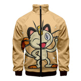 Men and Women Pokemon Pikachu Coat 3D Color Printing Men's and Women's Stand Collar Jacket Zipper Cardigan