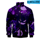 Men and Women Pokemon Pikachu Coat 3D Color Printing Men's and Women's Stand Collar Jacket Zipper Cardigan