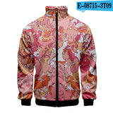 Men and Women Pokemon Pikachu Coat 3D Color Printing Men's and Women's Stand Collar Jacket Zipper Cardigan