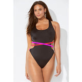 Women Plus Size Swimwear One-Pieces Sexy Lace-up Color Matching Triangle One-Piece Swimsuit for Women