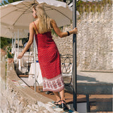 Beth Dutton Bohemian Dress Summer Spring Midi Dresses Spring/Summer Bohemian Print Patchwork Slit Straight Strap Dress