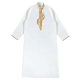 Mens Thobes Stand Collar Embroidery Robe