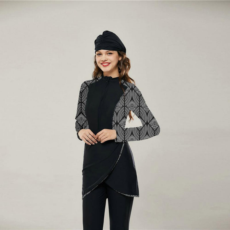 Burkini Muslim Swimwear Long Sleeve Swimsuit Short Skirt Conservative Swimwear