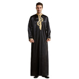 Mens Thobes Stand Collar Embroidery Robe