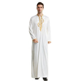 Mens Thobes Stand Collar Embroidery Robe