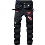 J Shaped Jeans Embroidered Men's Jeans Slim Straight