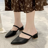Nude Chunky Heel Slippers