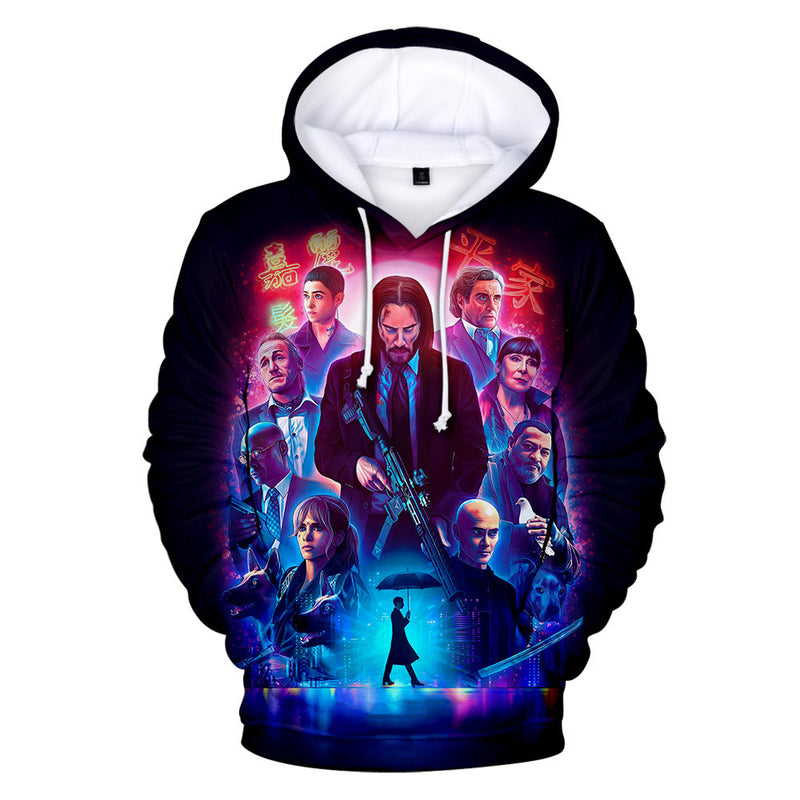 John Wick Keanu Hoodie John Wick 3 Peripheral 3D Printed Hood Sweatshirt