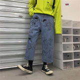 Anime Print Jeans Denim Pants for men Vintage Cartoon Printed Straight Wide Leg Jeans