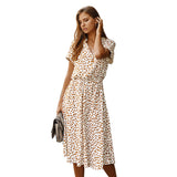 Black and White Dress Summer Polka Dot Short Sleeve Dress Shirt Collar Skirt