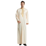 Mens Thobes Stand Collar Embroidery Robe