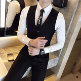 Tuxedo Vests Men Suit Vest Spring and Autumn Men's Slim Fit Suit Vest Men's Solid Color Vest