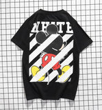 Cartoon Mickey Men and Women Short Sleeve Couple Cotton Tshirt Owt Ow Donald Duck Loose Twill