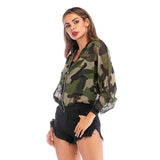 Nina Parker Camo Jacket Stand Collar Camouflage Sunscreen Jacket for Women