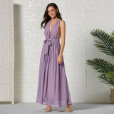 Prom Dresses Spring/Summer New Dress Bohemian Vacation Style Halter Solid Color Dress