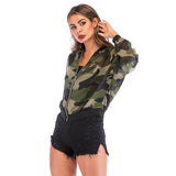 Nina Parker Camo Jacket Stand Collar Camouflage Sunscreen Jacket for Women