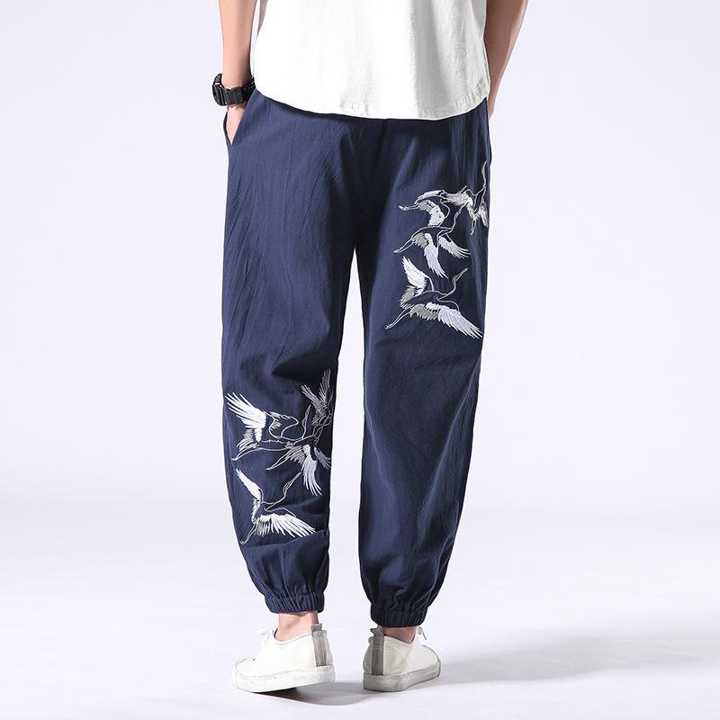 Linen Pants Straight Leg Pants Drawstring Lightweight Elastic Beach Pants Vintage Loose plus Size Men's Trousers