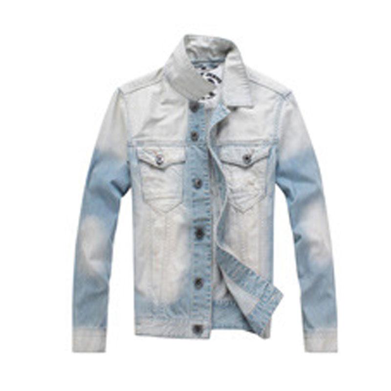 Cotton Solid Men's Denim Trucker Jacket Mens Spring Autumn Casual Slim Fit Bomber Jackets Men Jean Coat Mens Outwear Male Cowboy Men's Denim Jacket