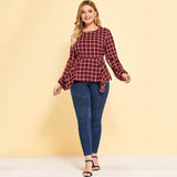 Women Plus Size Tops Spring Pullover Long Sleeve Round Neck Loose Shirt