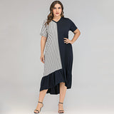 Women Plus Size Maxi Dresses Spring/Summer Crew Neck Irregular Dress