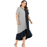 Women Plus Size Maxi Dresses Spring/Summer Crew Neck Irregular Dress