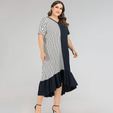 Women Plus Size Maxi Dresses Spring/Summer Crew Neck Irregular Dress