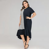 Women Plus Size Maxi Dresses Spring/Summer Crew Neck Irregular Dress