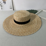 Straw Hat Sun-Proof Straw Hat Super Large Brim Flat Top Straw Sun Hat